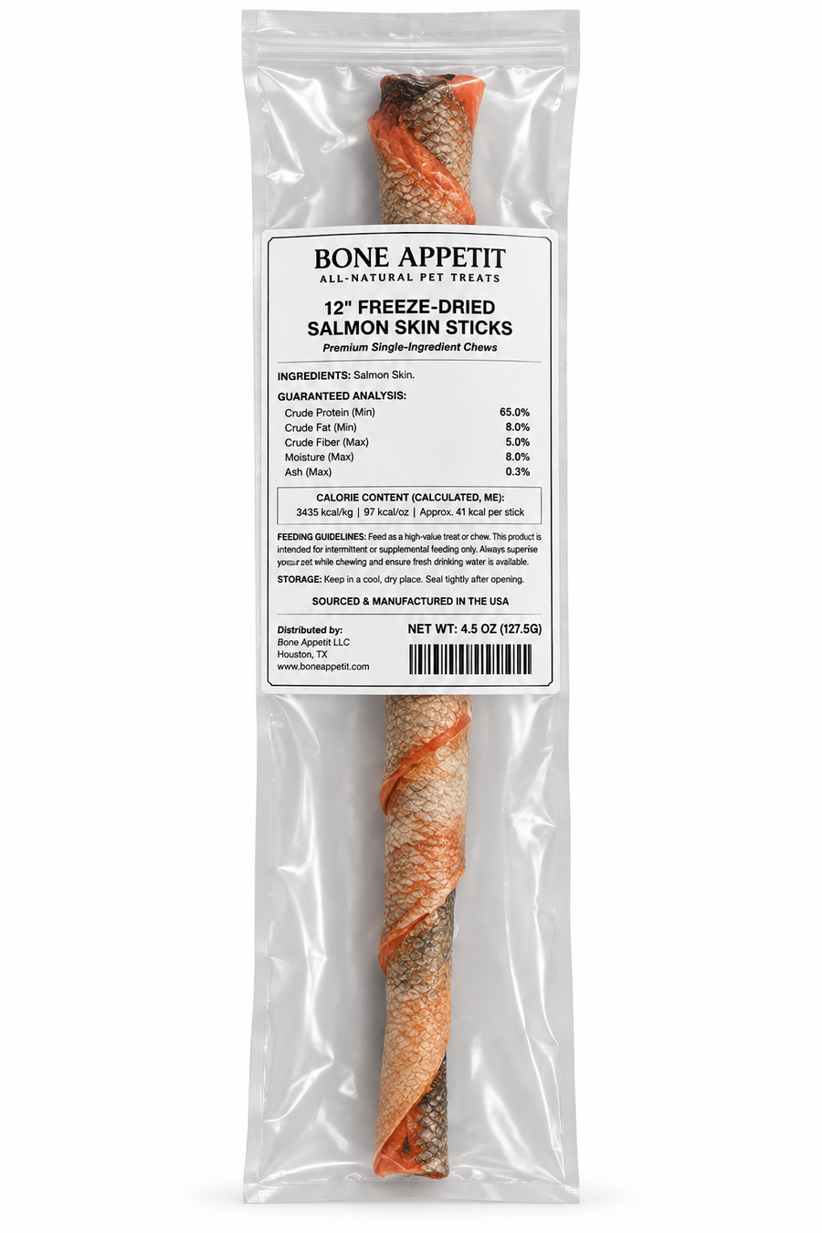 6” Freeze-Dried Sockeye Salmon Skin Sticks