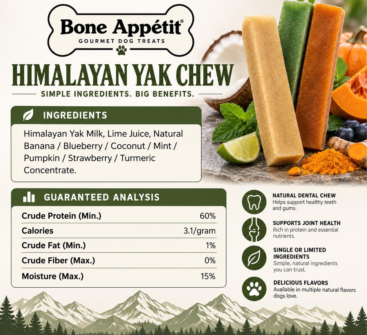 Nepalese Himalayan Yak Chew Large – Banana Lime
